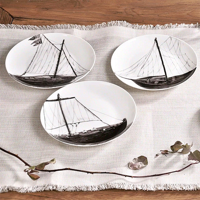 素描帆船餐盘
