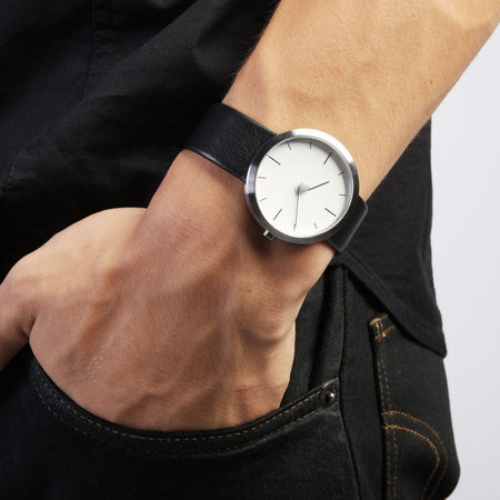 法国乐上LEXON·黑色皮带指针创意石英腕表