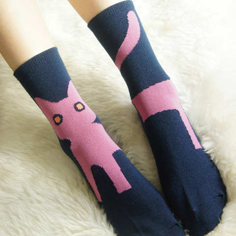 不对称可爱猫咪袜子