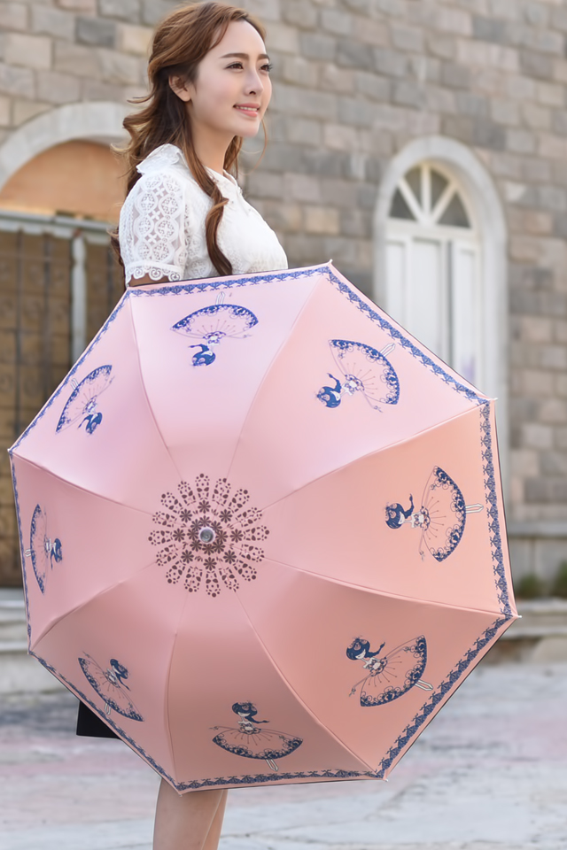 甜美公主折叠防晒太阳伞