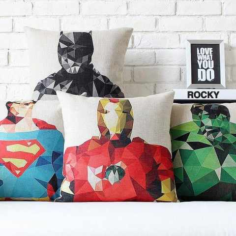超级英雄系列棉麻抱枕