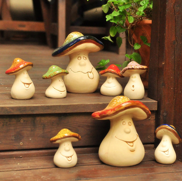 田园陶瓷蘑菇摆件