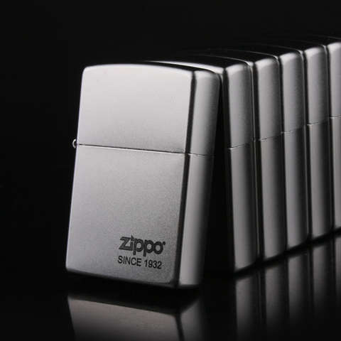 Zippo·经典铬磨砂标志