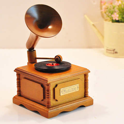 木质复古留声机音乐盒