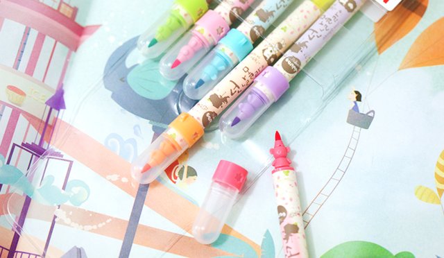 冬己娃娃双头双色荧光笔*6支装