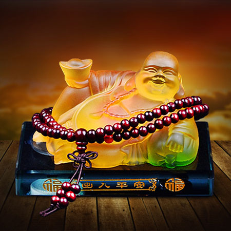 保平安弥勒佛车内摆件 车载香水